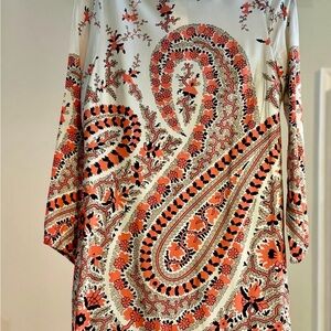 Paisley Print Long Sleeve Dress